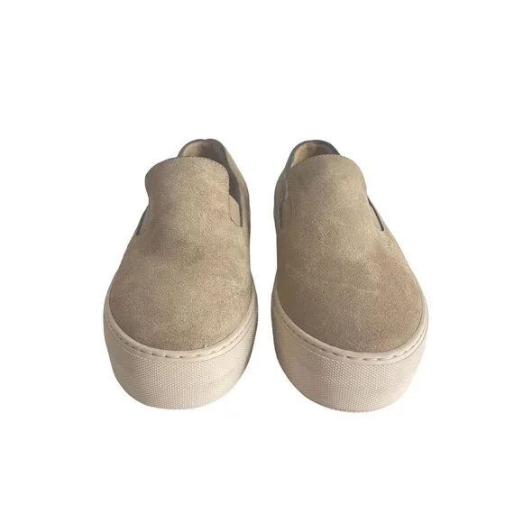 Frame Denim Le Ren Tan Suede Platform Slip On Womens Shoes 37.5/US 7 WORN ONCE - Picture 2 of 10